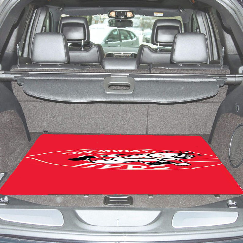 Cincinnati Reds Logo On Red Car Trunk Mat Non Slip