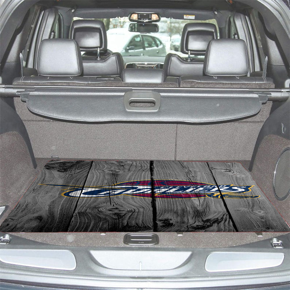 Cleveland Cavaliers Nba Logo Dark Wood Wallpaper Car Trunk Mat Non Slip