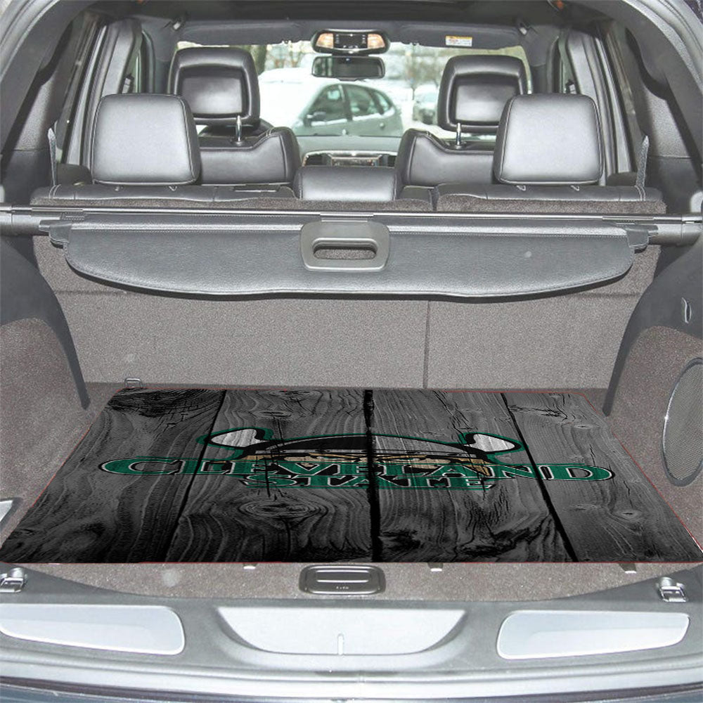 Cleveland State University Mascot Logo Dark Wood Wallpaper Car Trunk Mat Non Slip