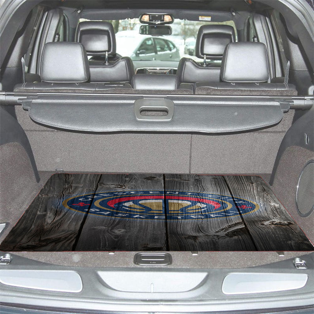 Crescent City Nba Logo Dark Wood Wallpaper Car Trunk Mat Non Slip