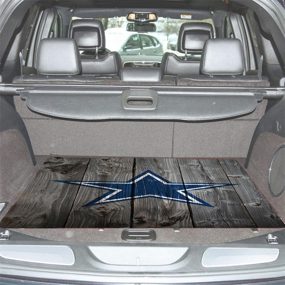 Dallas Cowboys Star Nfl Logo Dark Wood Wallpaper Car Trunk Mat Non Slip