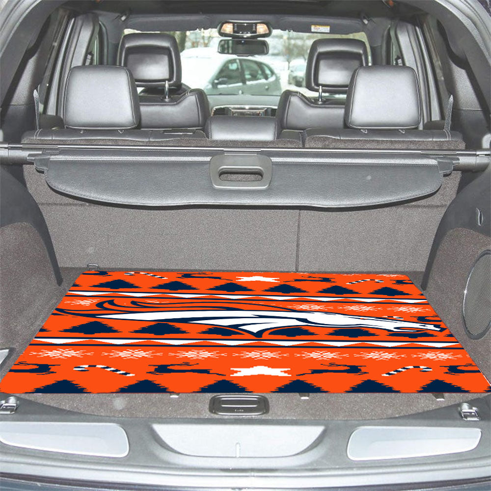 Denver Broncos Christmas Sweater Car Trunk Mat Non Slip