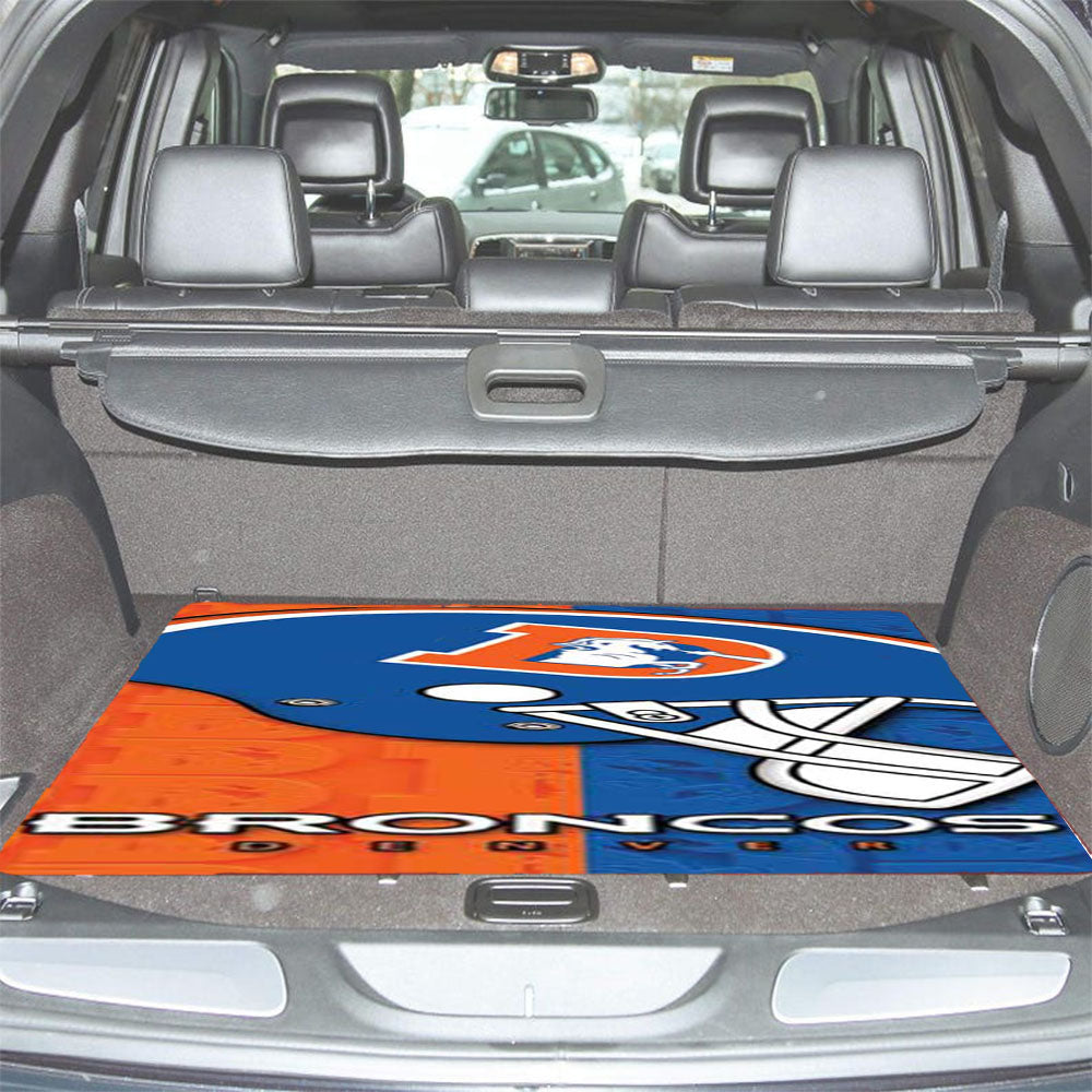 Denver Broncos Embossed Logos Helmet Car Trunk Mat Non Slip