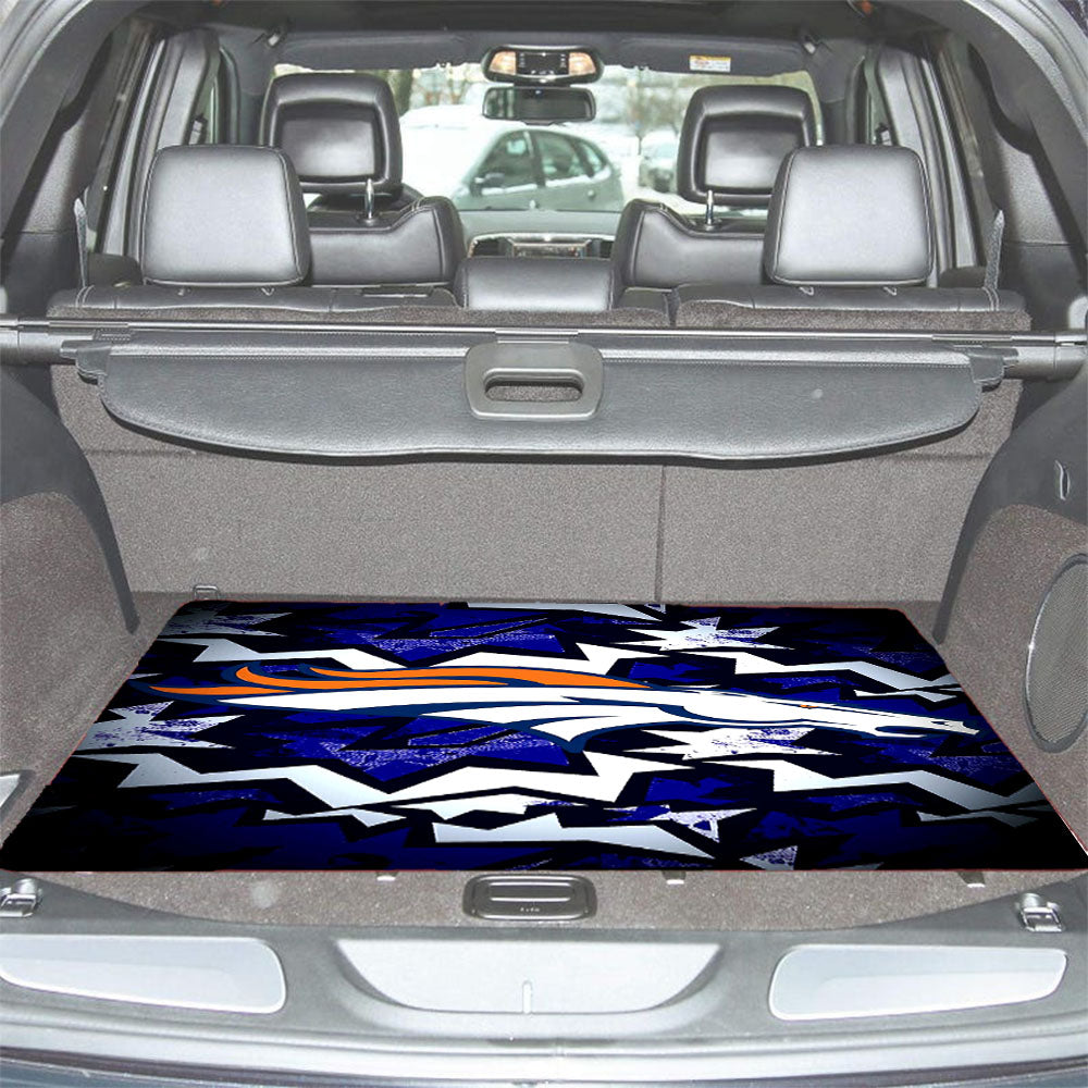 Denver Broncos Football Team Zigzag Art Car Trunk Mat Non Slip