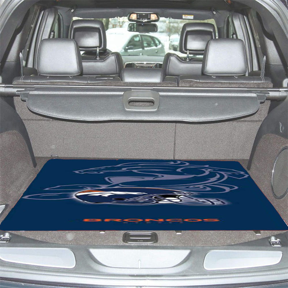 Denver Broncos Helmet On Blue Car Trunk Mat Non Slip