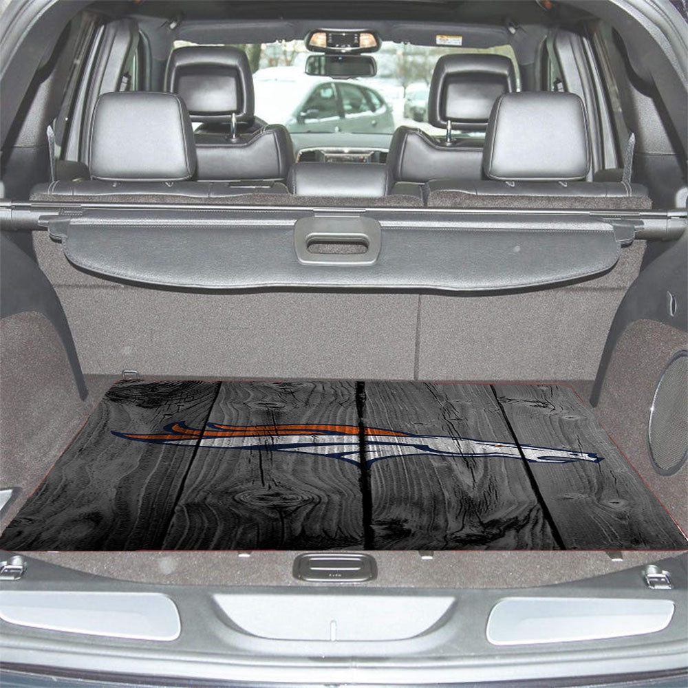 Denver Broncos Nfl Logo Dark Wood Wallpaper Car Trunk Mat Non Slip