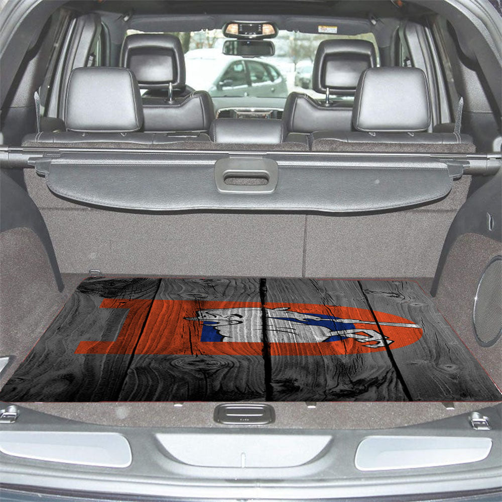 Denver Broncos Old School Logo Dark Wood Wallpaper Car Trunk Mat Non Slip