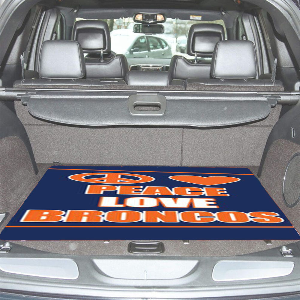 Denver Broncos Peace Love Car Trunk Mat Non Slip