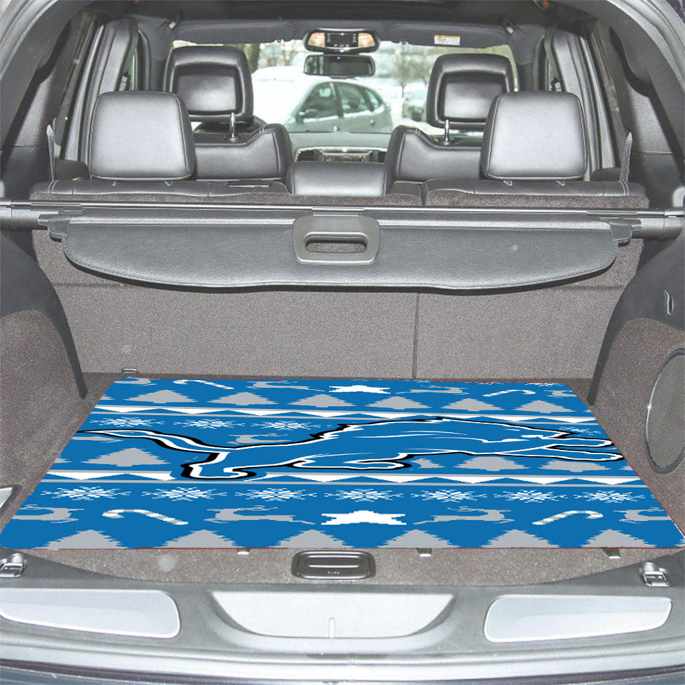 Detroit Lions Christmas Sweater Car Trunk Mat Non Slip