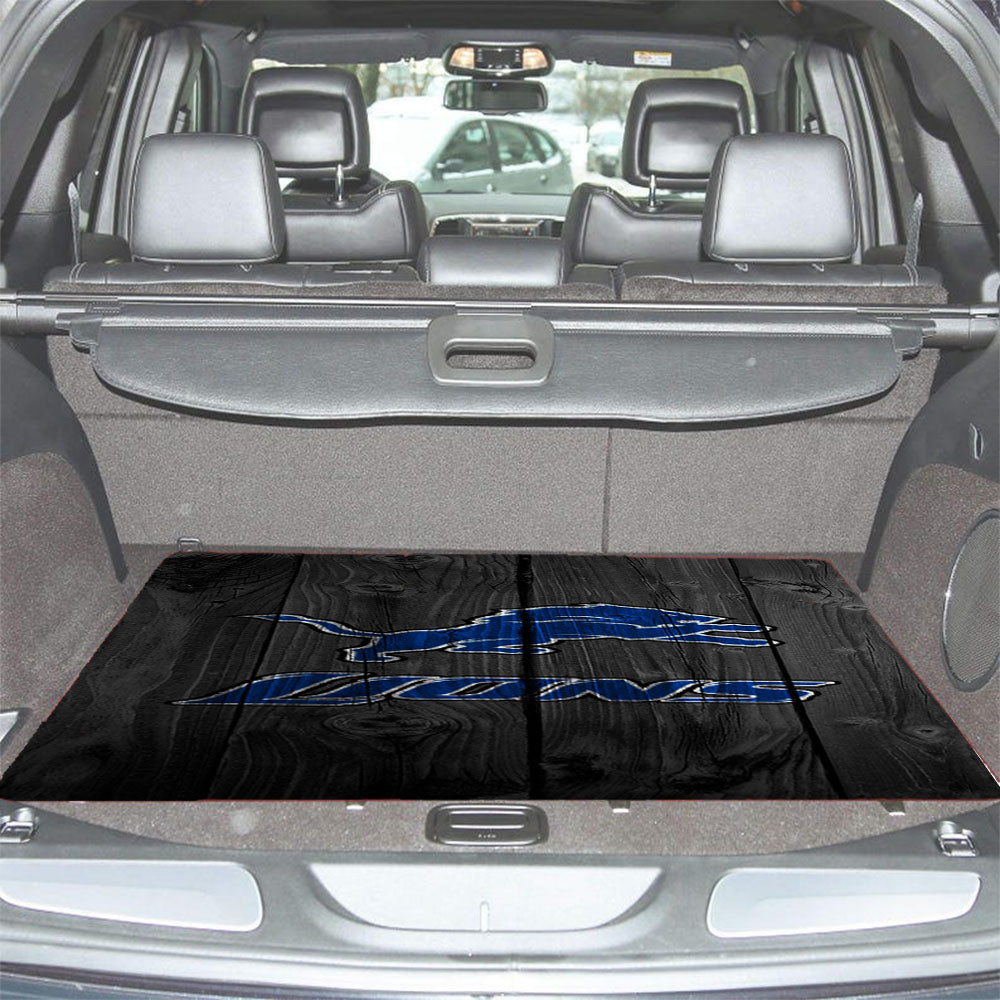 Detroit Lions Nfl Logo Dark Wood Wallpaper Car Trunk Mat Non Slip