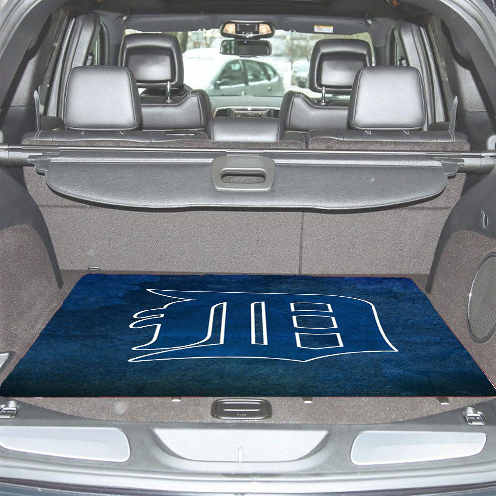 Detroit Logo Blue Car Trunk Mat Non Slip