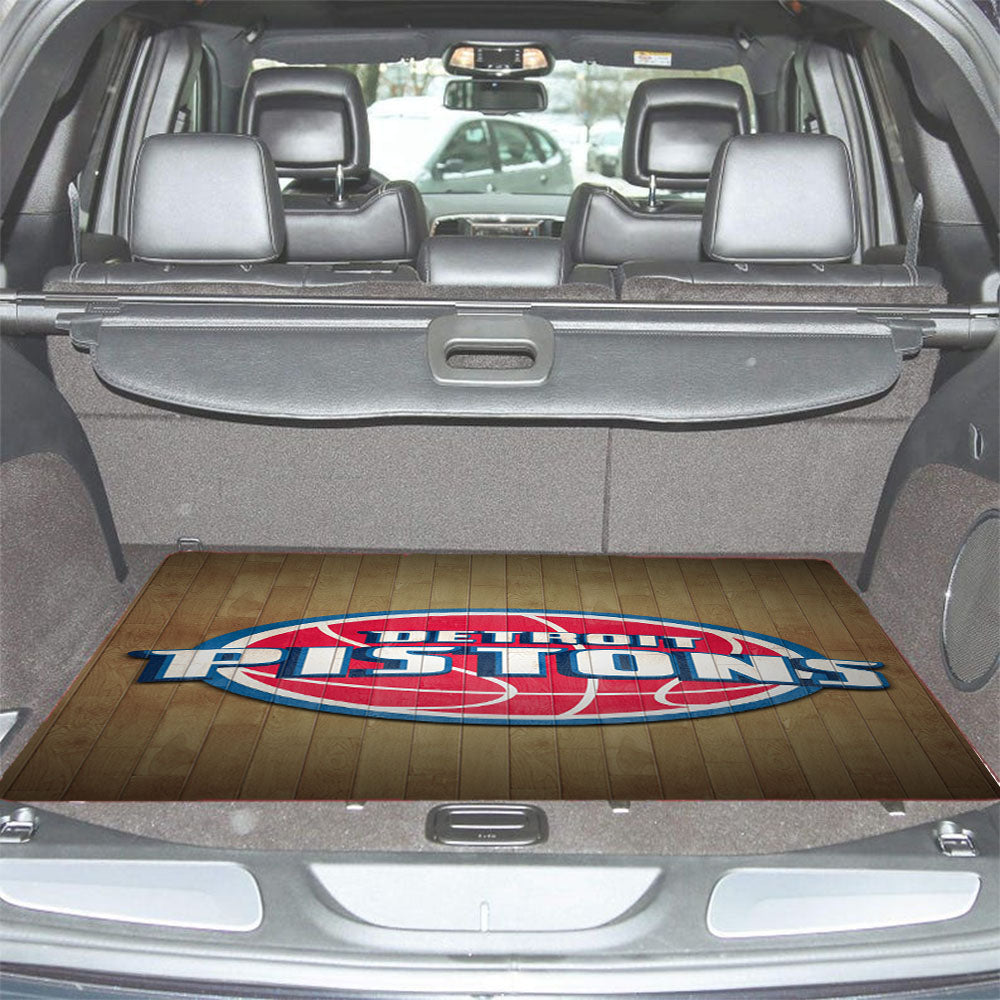Detroit Pistons Nba Wood Logo Car Trunk Mat Non Slip