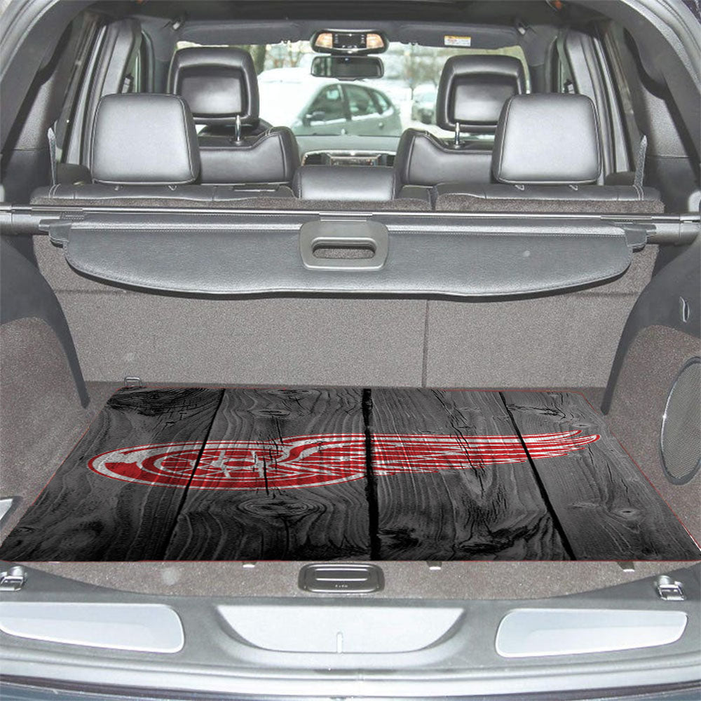 Detroit Red Wings Nhl Logo Dark Wood Wallpaper Car Trunk Mat Non Slip