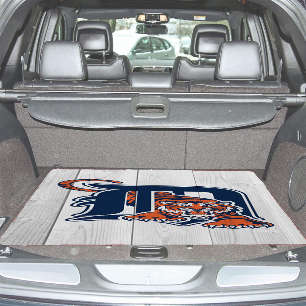 Detroit Tigers Mlb Logo White Wood Wallpaper Car Trunk Mat Non Slip