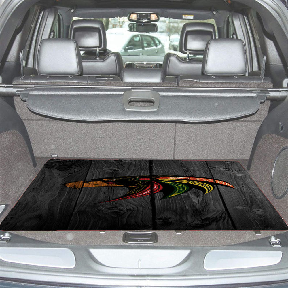 Eagle Chicago Blackhawks Logo Dark Wood Wallpaper Car Trunk Mat Non Slip