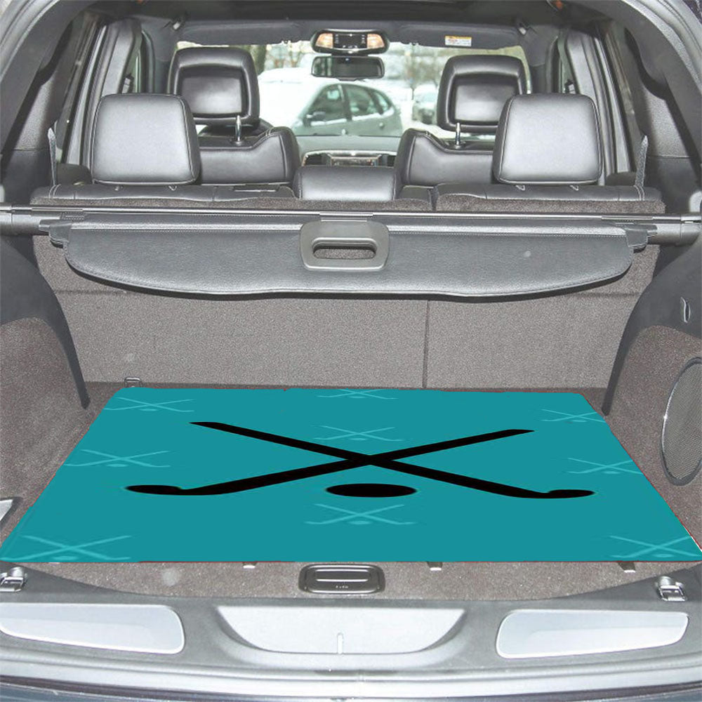 Field Hockey Symbol On Green Car Trunk Mat Non Slip