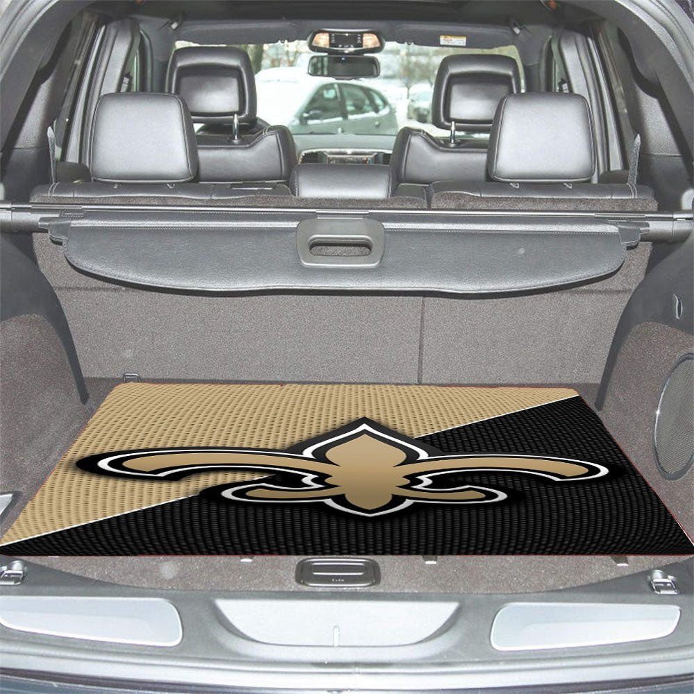Gold Black Carbon New Orleans Saints Logo Car Trunk Mat Non Slip