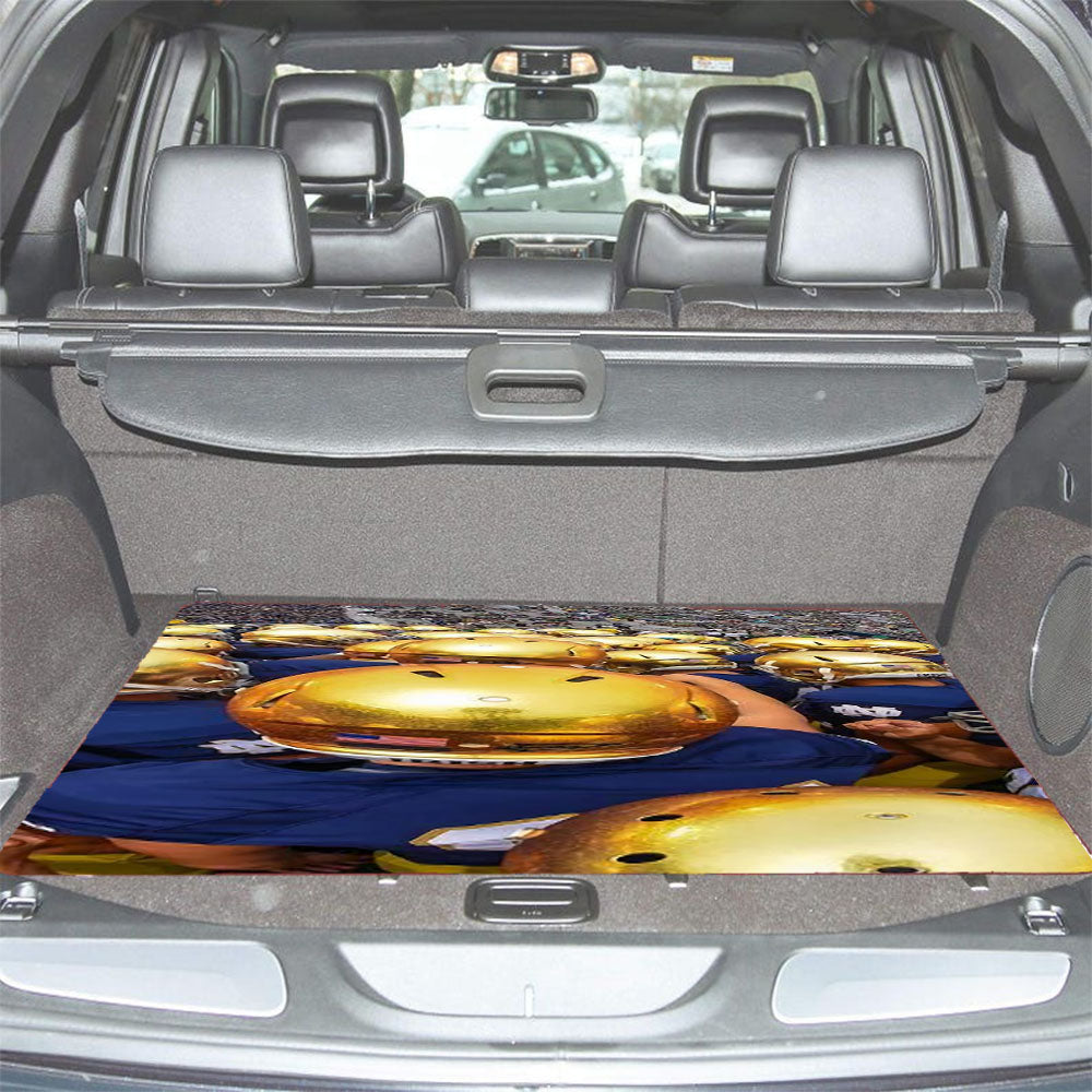 Golden Notre Dame Football Helmet Car Trunk Mat Non Slip
