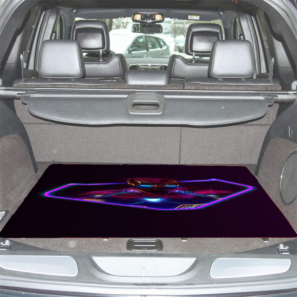 Iron Man Neon Artwork Car Trunk Mat Non Slip