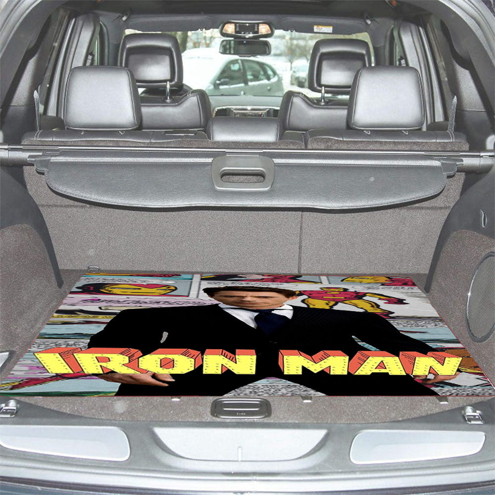 Iron Man X Robert Downey Jr Comic Canvas Car Trunk Mat Non Slip