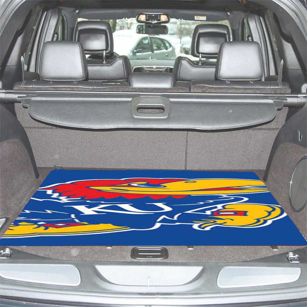 Kansas Jayhawks Logo Tilted Car Trunk Mat Non Slip
