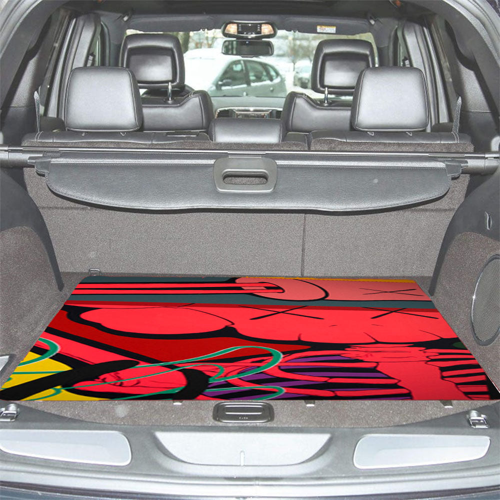 Kaws Mural Color Red Car Trunk Mat Non Slip
