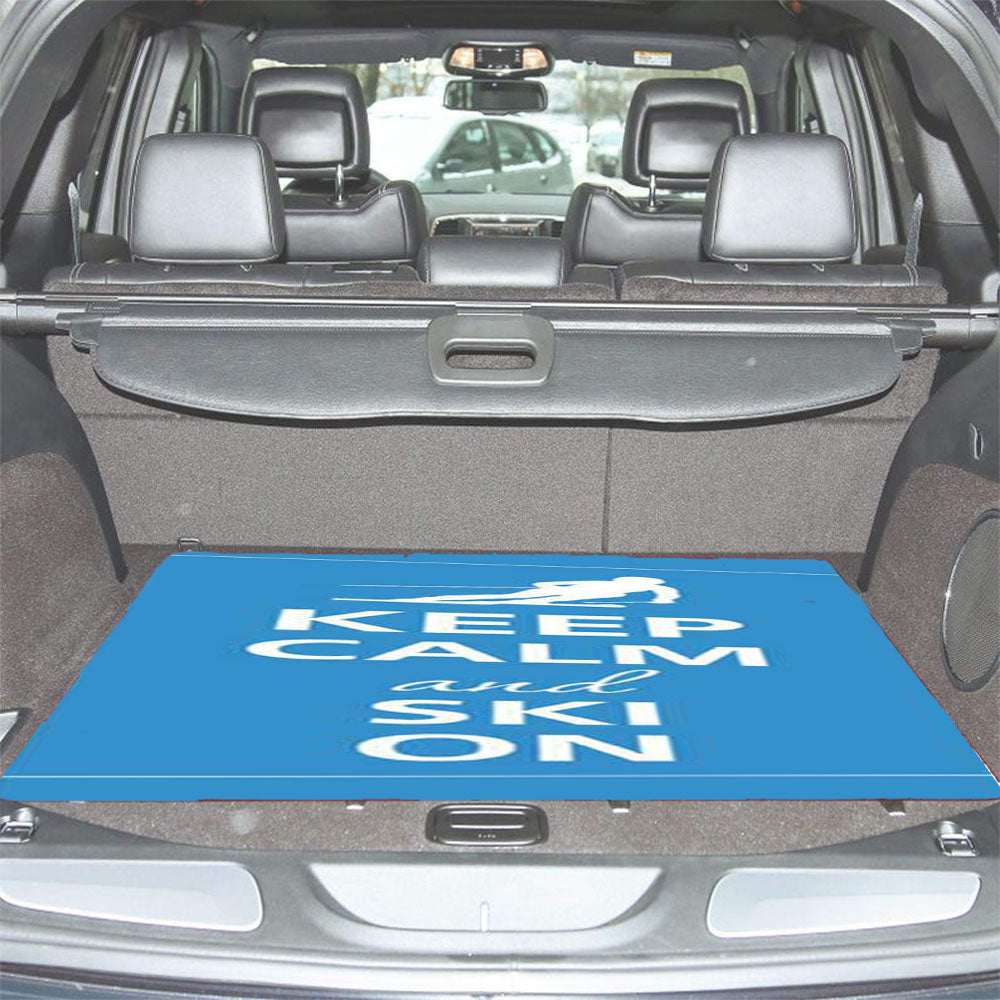 Keep Calm Ski On Blue Bkg Car Trunk Mat Non Slip
