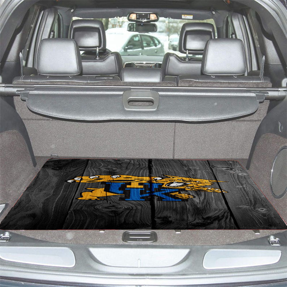 Kentucky Wildcats University Logo Dark Wood Wallpaper Car Trunk Mat Non Slip