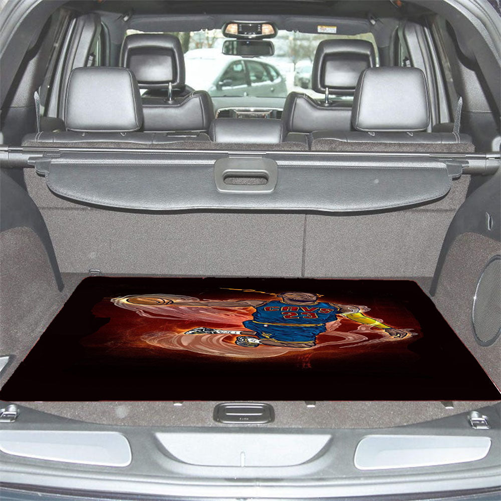 Lebron James Heat Illustration Car Trunk Mat Non Slip