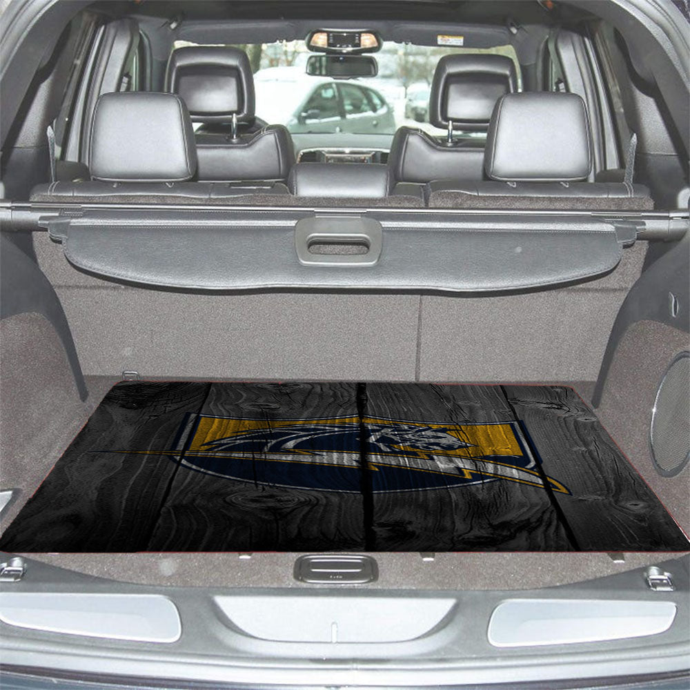 Los Angeles Chargers Logo Dark Wood Wallpaper Car Trunk Mat Non Slip