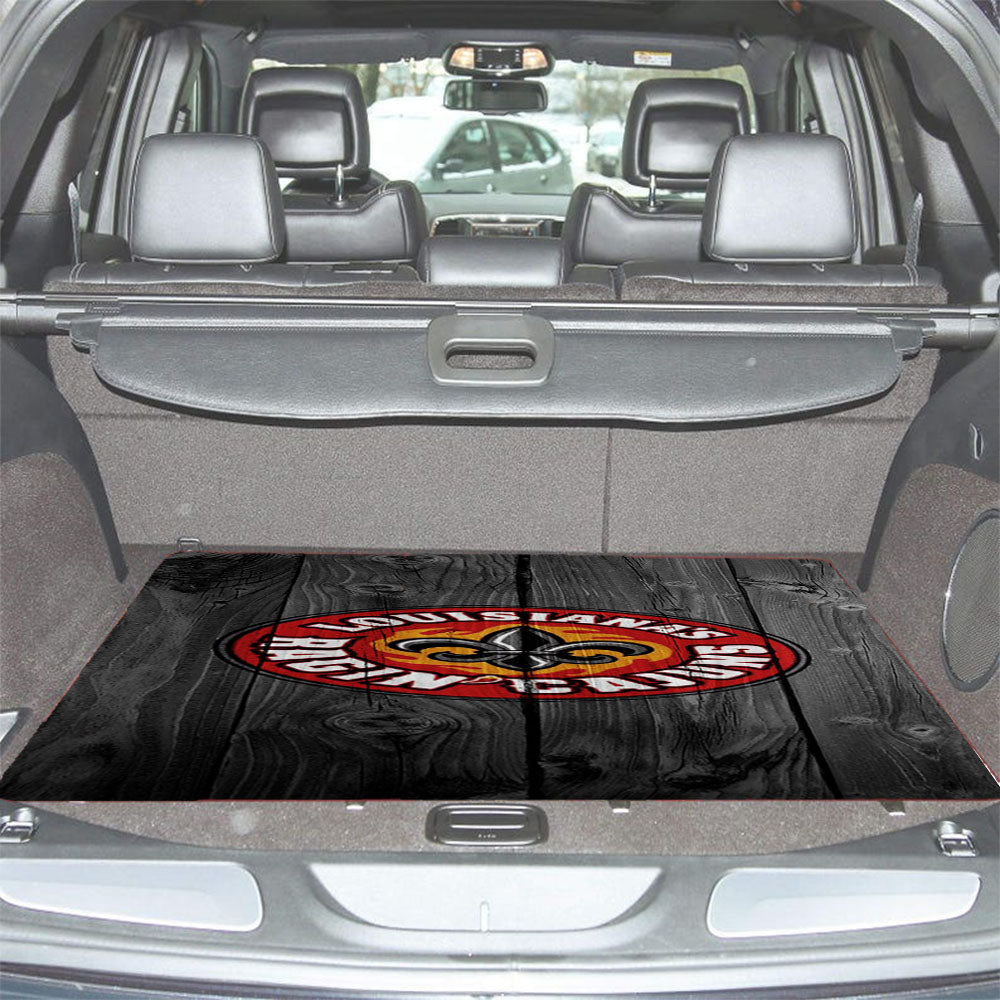 Louisiana Ragin Cajuns University Nfl Logo Dark Wood Wallpaper Car Trunk Mat Non Slip