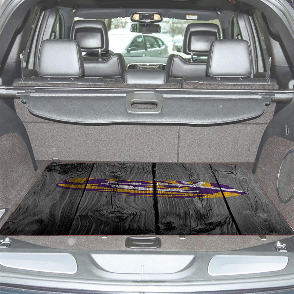 Lsu Tigers Nfl Eye Of The Tiger Logo Dark Wood Wallpaper Car Trunk Mat Non Slip