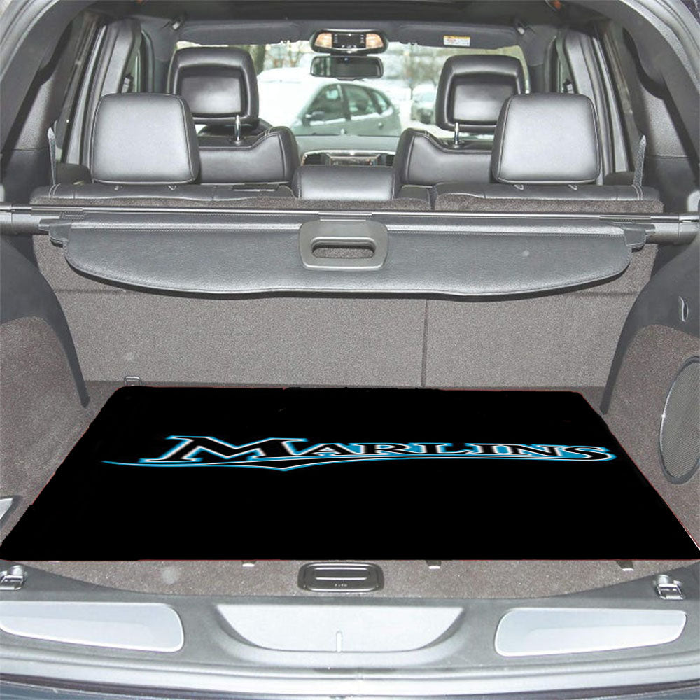 Marlins Baseball Logo Black Car Trunk Mat Non Slip
