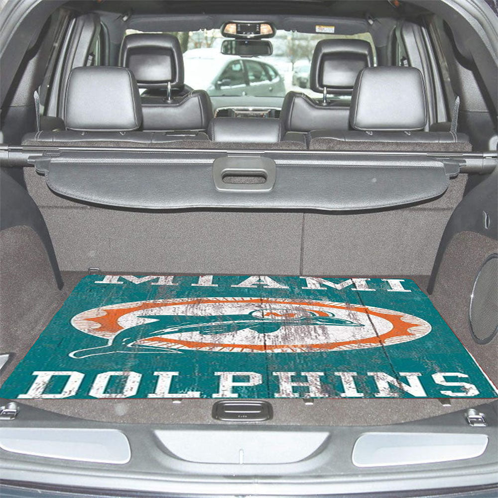 Miami Dolphins Wood Texture Style Car Trunk Mat Non Slip