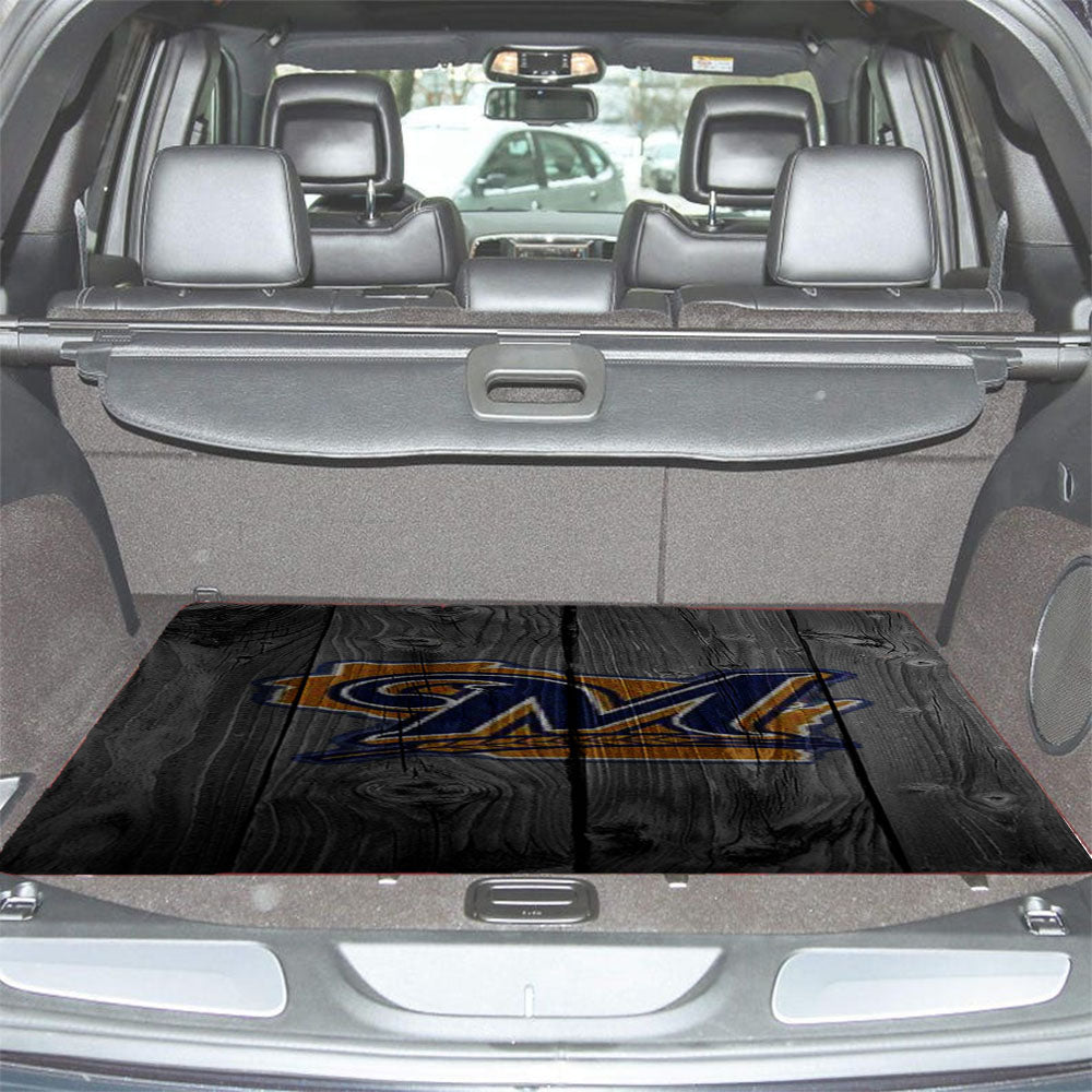 Michigan Logo Dark Wood Wallpaper Car Trunk Mat Non Slip