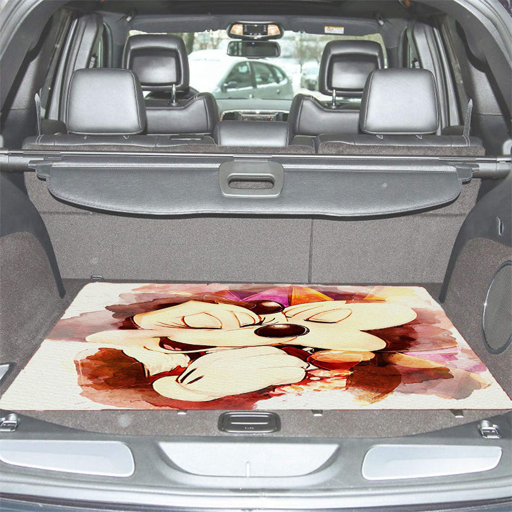 Mickey And Minnie Mouse Watercolour Car Trunk Mat Non Slip