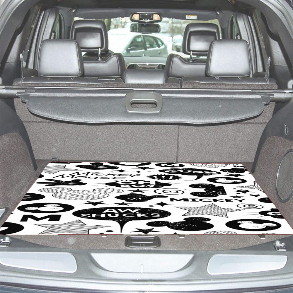 Mickey Mouse Black White Car Trunk Mat Non Slip