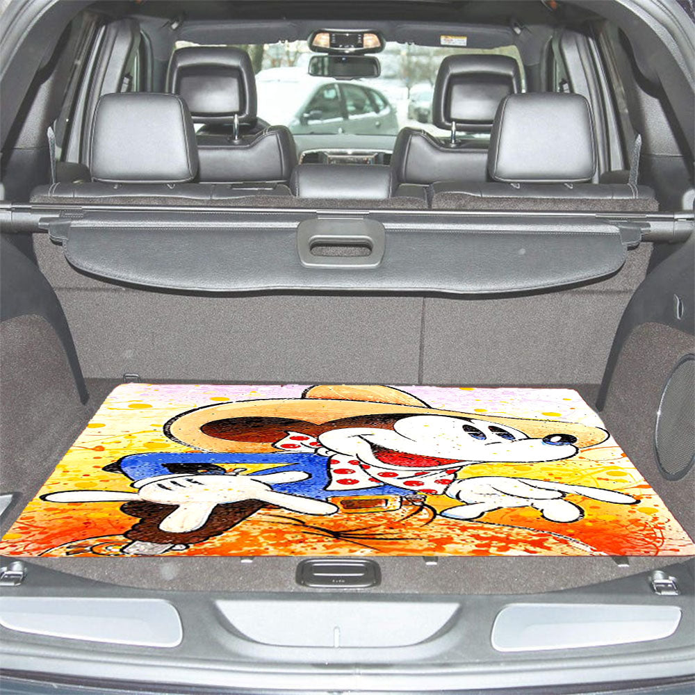 Mickey Mouse Brush Art Car Trunk Mat Non Slip