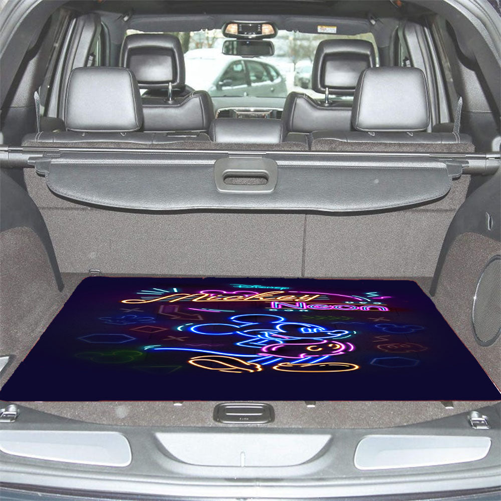 Mickey Mouse Neon Wallpaper Car Trunk Mat Non Slip