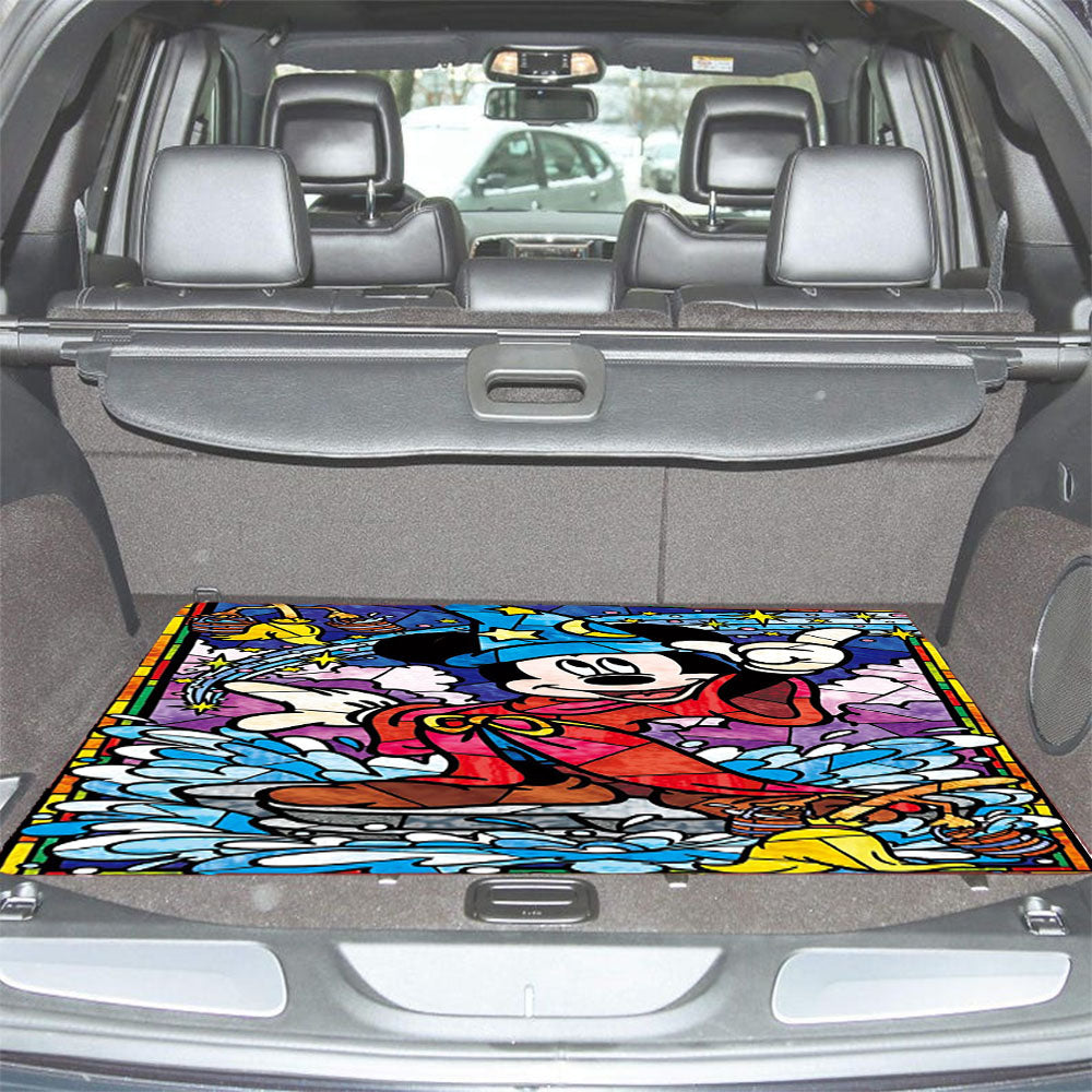 Mickey Mouse Stained Glass Car Trunk Mat Non Slip