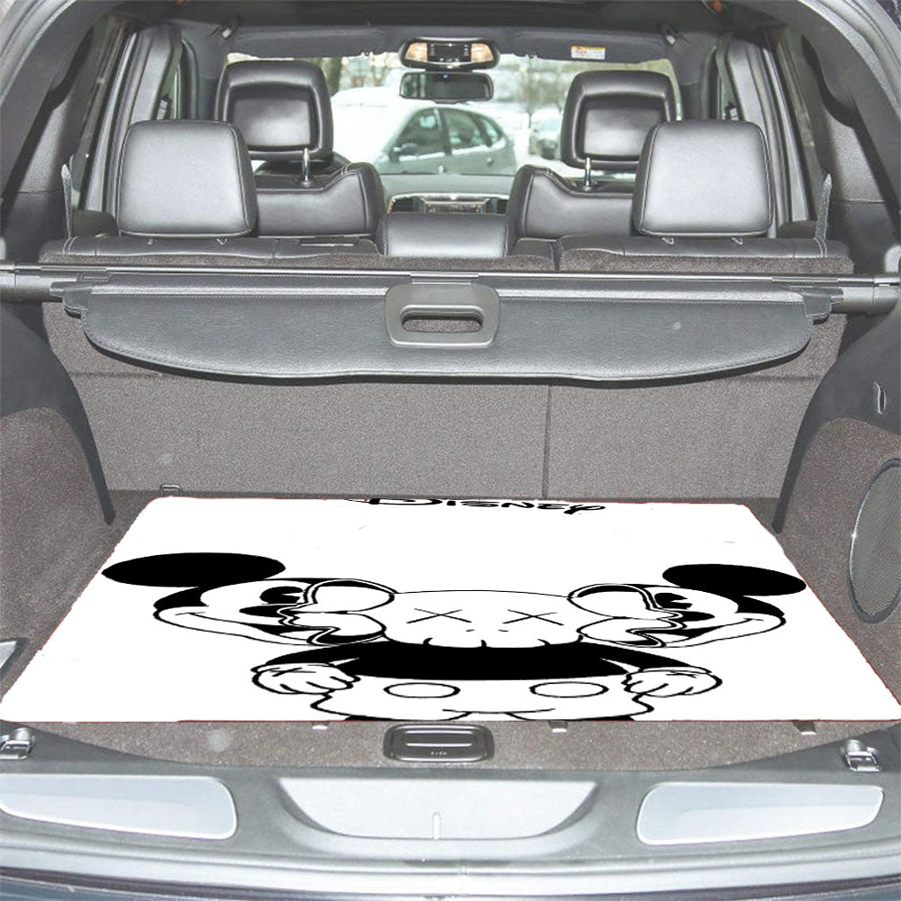 Mickey Mouse X Kaws Siluet Bw Car Trunk Mat Non Slip