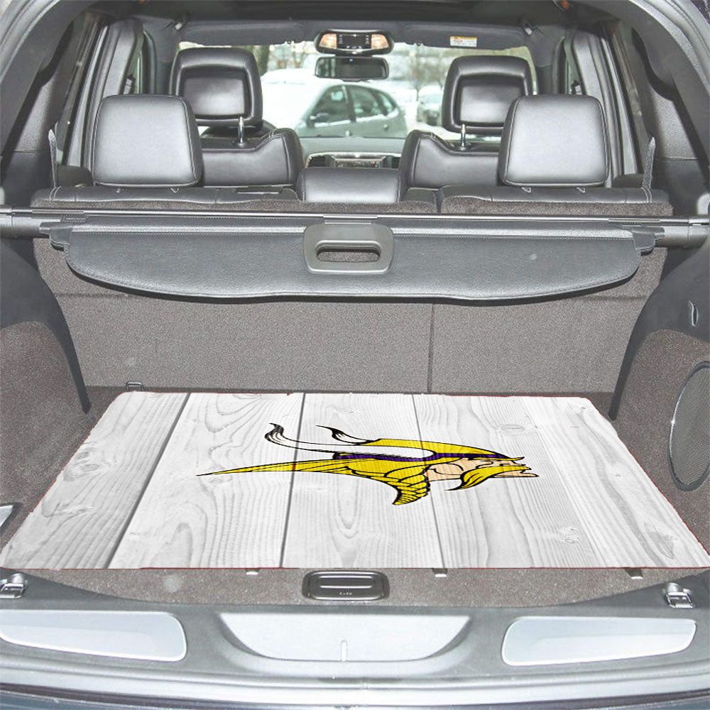 Minnesota Vikings Nfl Logo White Wood Car Trunk Mat Non Slip