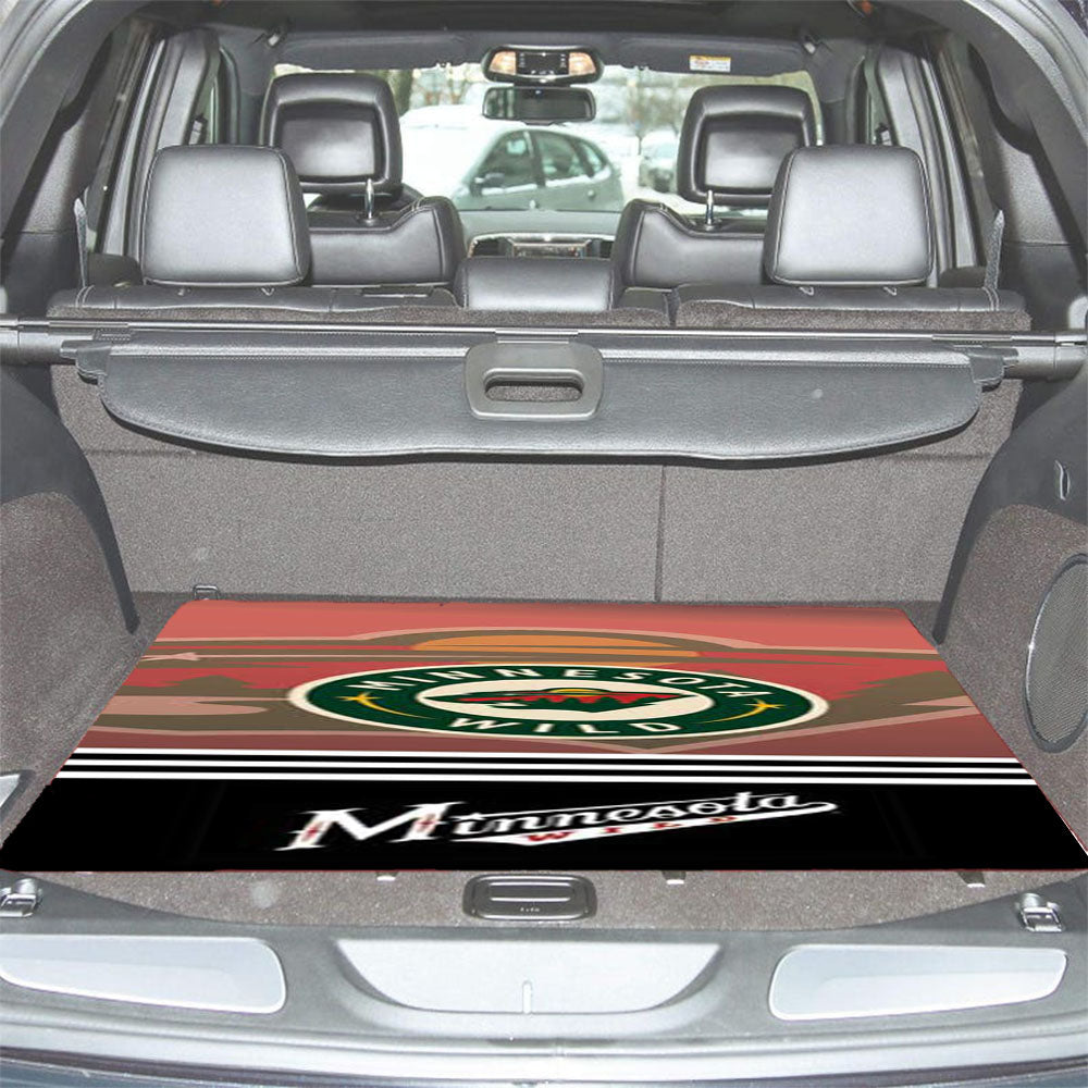 Minnesota Wild Logos Stripes Red Fade Car Trunk Mat Non Slip