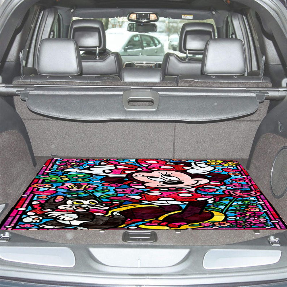 Minnie Mouse Stained Glass Car Trunk Mat Non Slip