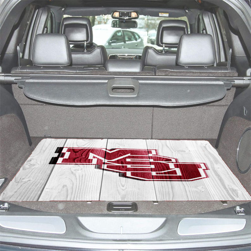 Mississippi State Cowbells University Logo White Wood Wallpaper Car Trunk Mat Non Slip
