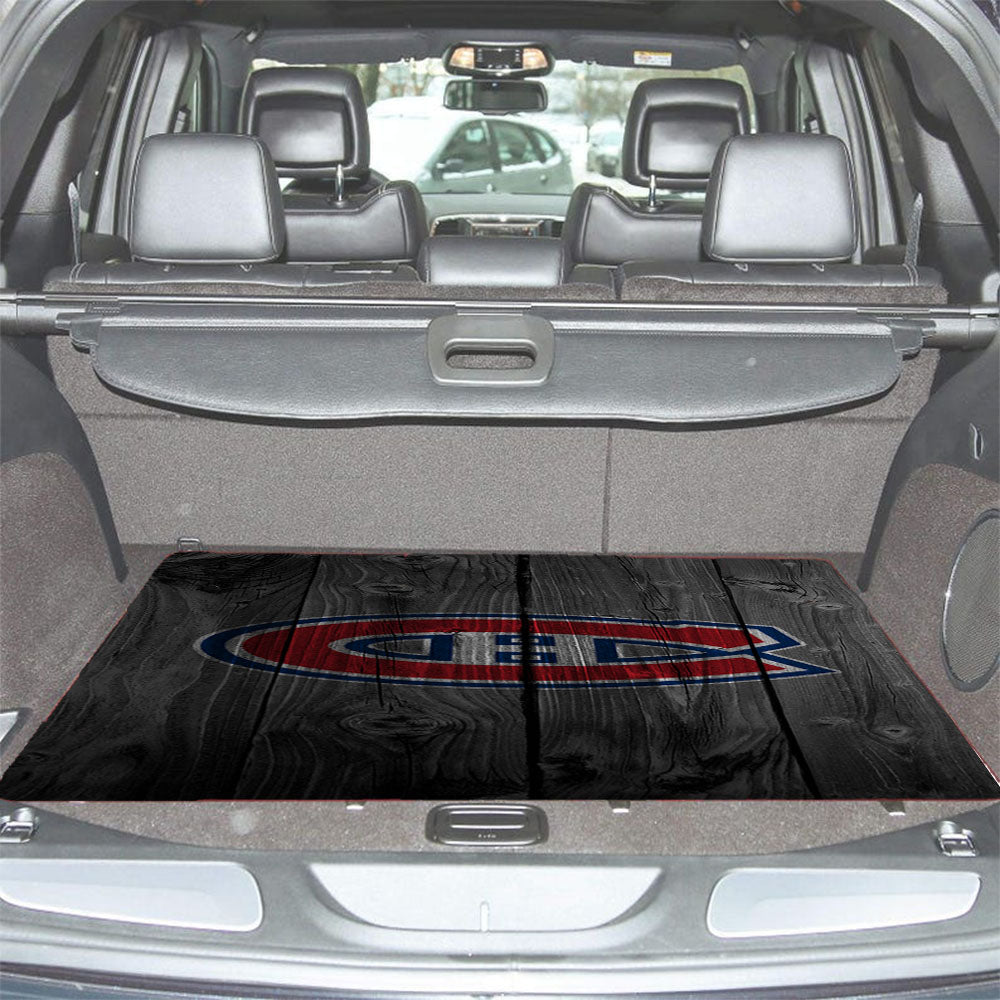 Montreal Canadiens Nhl Logo Dark Wood Wallpaper Car Trunk Mat Non Slip