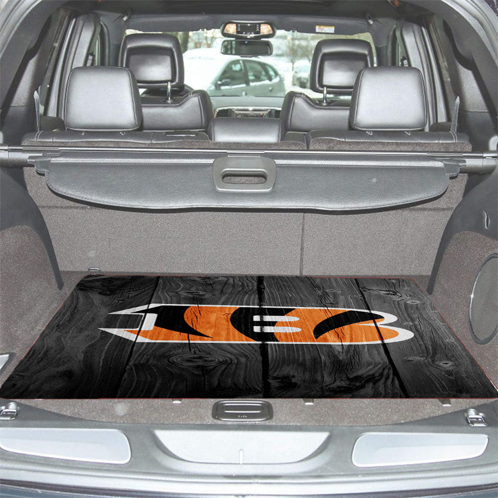 New Cincinnati Bengals Nfl Logo Dark Wood Wallpaper Car Trunk Mat Non Slip