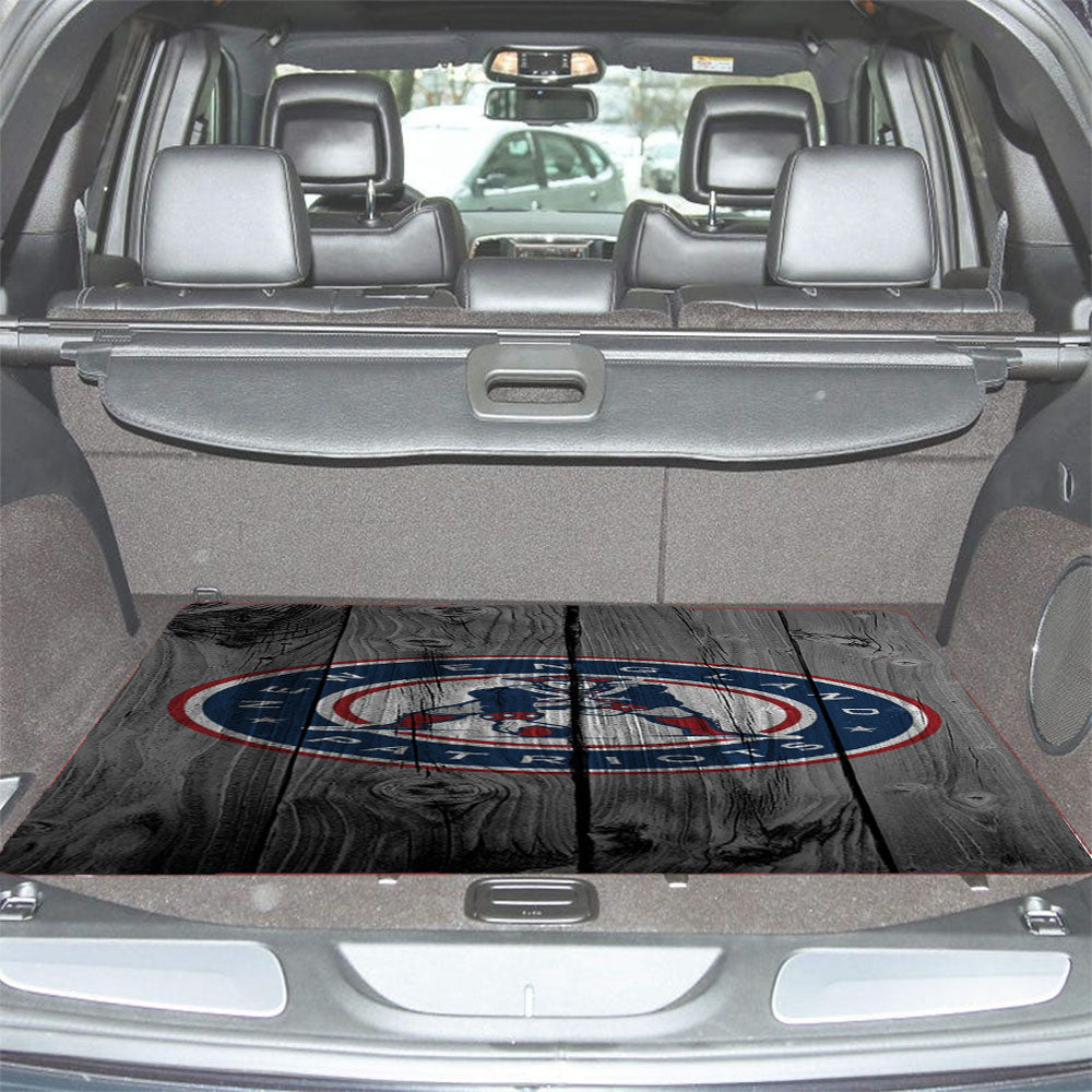 New England Patriots Throwback Logo Dark Wood Wallpaper Car Trunk Mat Non Slip