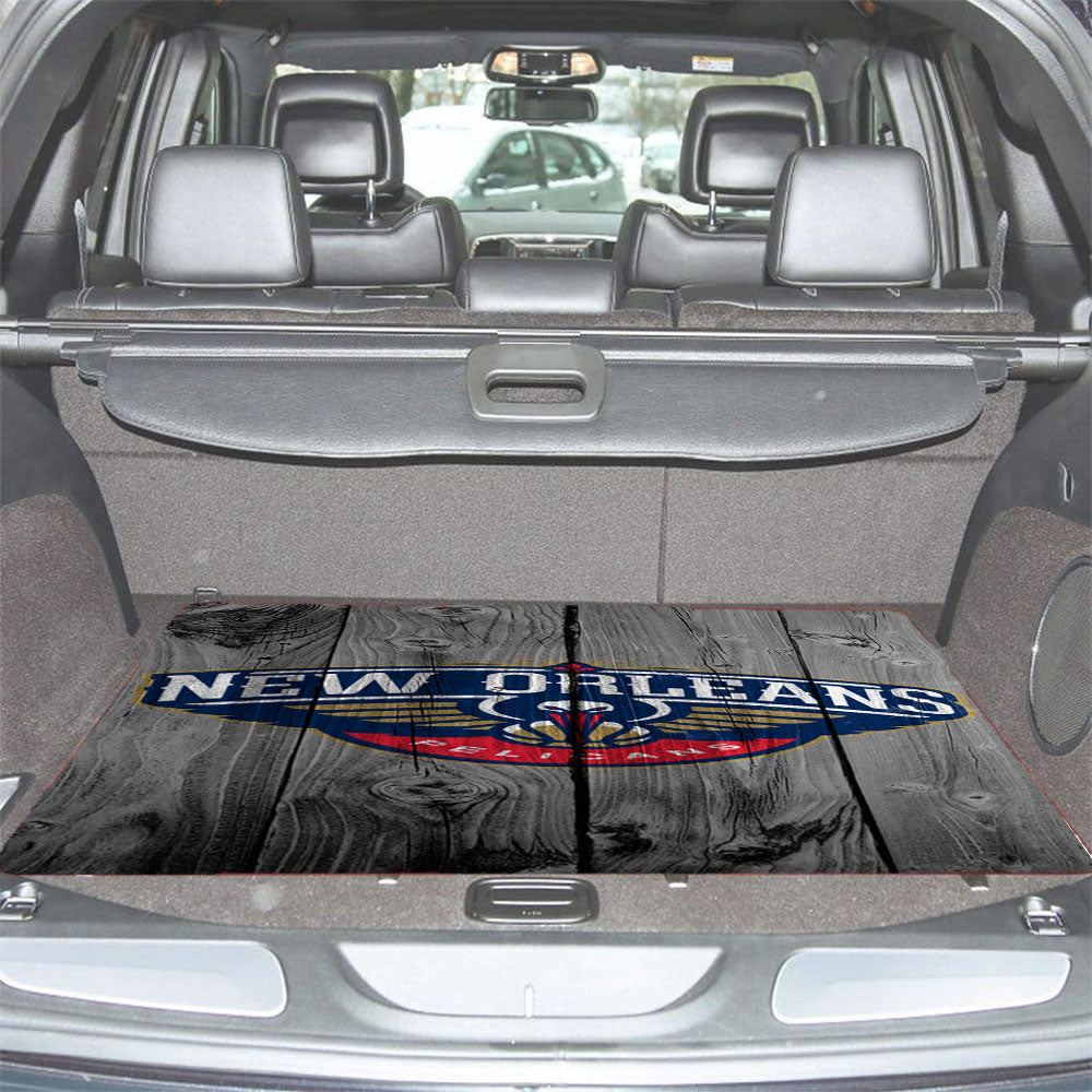 New Orleans Pelican Nba Logo Dark Wood Wallpaper Car Trunk Mat Non Slip