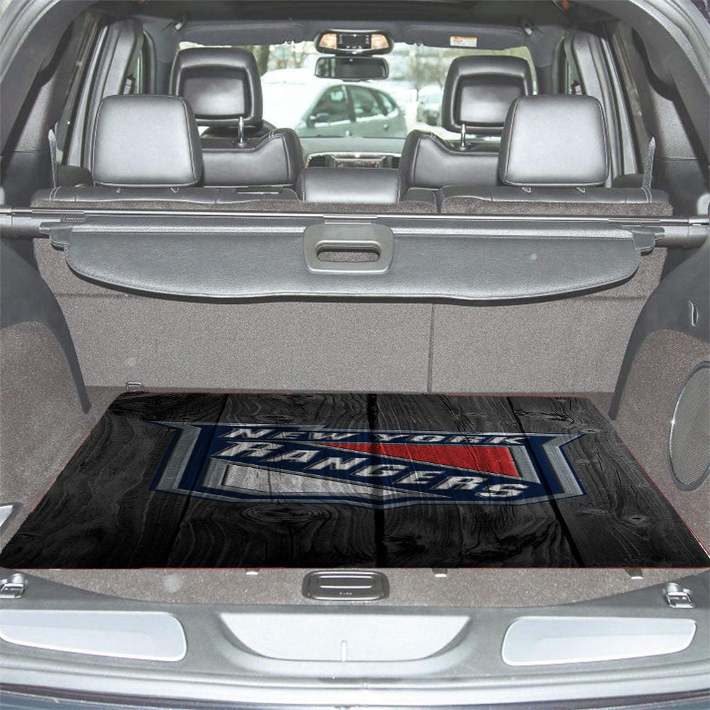 New York Rangers Nhl Logo Dark Wood Car Trunk Mat Non Slip